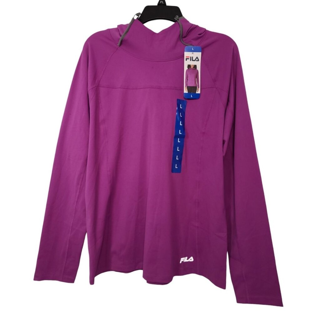 Fila Ladies Funnel Neck Moisture Wicking Active Training Hoodie Purple Large